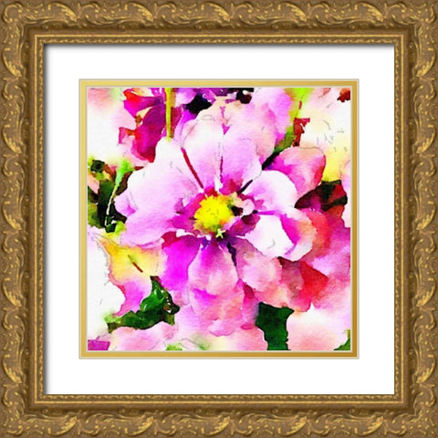 Magical Garden Floral Square Gold Ornate Wood Framed Art Print with Double Matting by Acosta