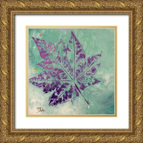 Purple Leaves Flying I Gold Ornate Wood Framed Art Print with Double Matting by Pinto, Patricia