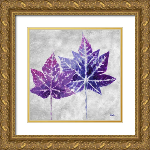 The Purple Leaves on Silver II Gold Ornate Wood Framed Art Print with Double Matting by Pinto, Patricia