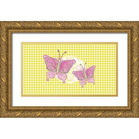 Colorful Butterflies III Gold Ornate Wood Framed Art Print with Double Matting by Metz, Andi