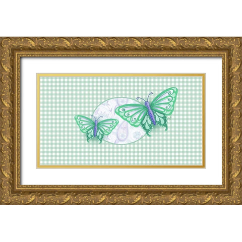 Colorful Butterflies I Gold Ornate Wood Framed Art Print with Double Matting by Metz, Andi