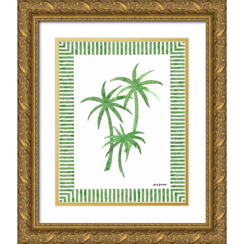 Green Palms III Gold Ornate Wood Framed Art Print with Double Matting by Biscardi, Nicholas