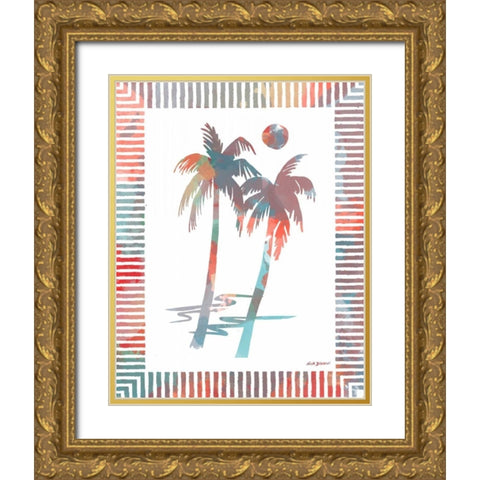Watercolor Palms I Gold Ornate Wood Framed Art Print with Double Matting by Biscardi, Nicholas