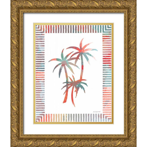 Watercolor Palms III Gold Ornate Wood Framed Art Print with Double Matting by Biscardi, Nicholas
