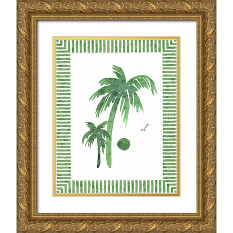 Green Palms II Gold Ornate Wood Framed Art Print with Double Matting by Biscardi, Nicholas