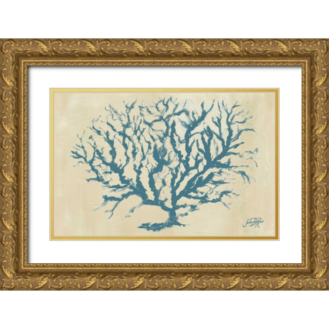 Blue Coral Rectangle I Gold Ornate Wood Framed Art Print with Double Matting by DeRice, Julie