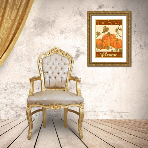Harvest Pumpkin Gold Ornate Wood Framed Art Print with Double Matting by Biscardi, Nicholas