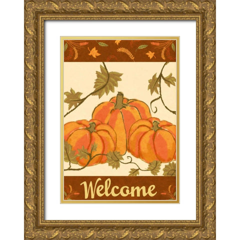 Harvest Pumpkin Gold Ornate Wood Framed Art Print with Double Matting by Biscardi, Nicholas