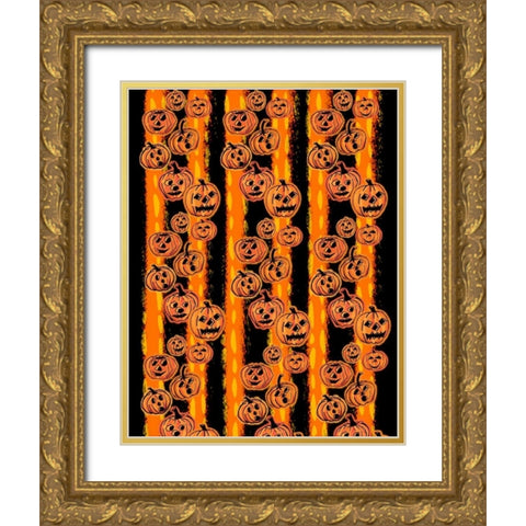 Pumpkin Patch Pals II Gold Ornate Wood Framed Art Print with Double Matting by Biscardi, Nicholas