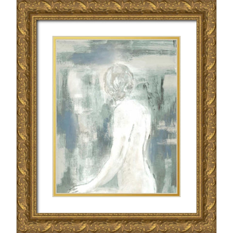 Figure on Abstract II Gold Ornate Wood Framed Art Print with Double Matting by Loreth, Lanie