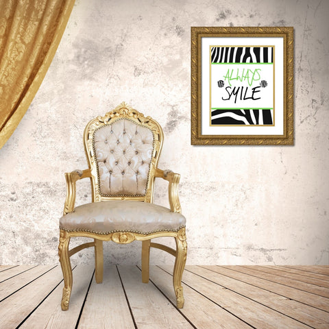 Green Zebra Sayings I Gold Ornate Wood Framed Art Print with Double Matting by SD Graphics Studio
