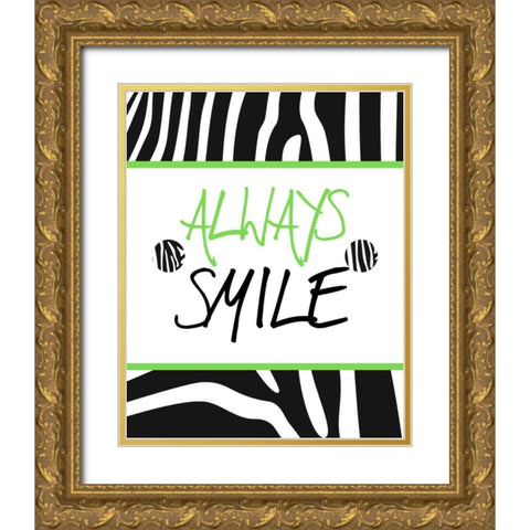 Green Zebra Sayings I Gold Ornate Wood Framed Art Print with Double Matting by SD Graphics Studio