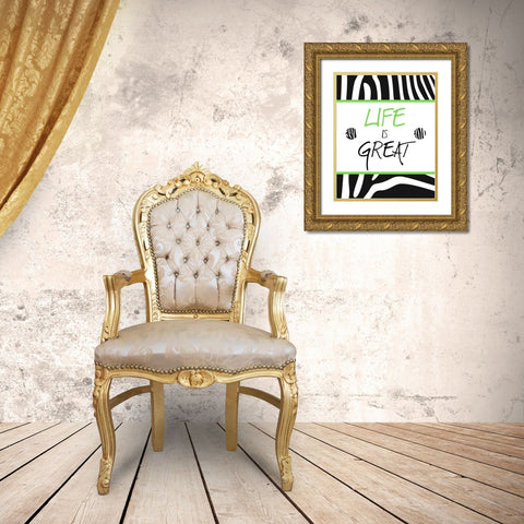 Green Zebra Sayings II Gold Ornate Wood Framed Art Print with Double Matting by SD Graphics Studio