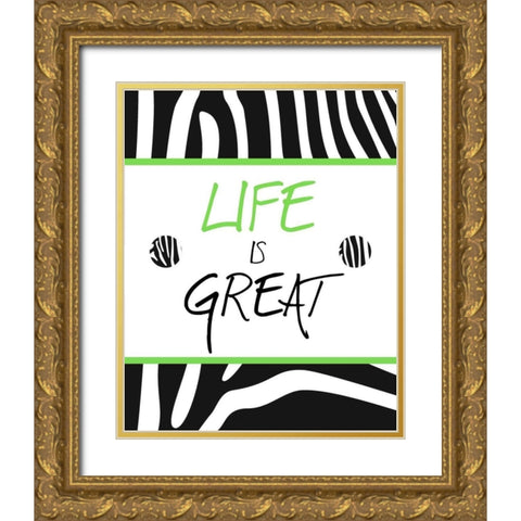 Green Zebra Sayings II Gold Ornate Wood Framed Art Print with Double Matting by SD Graphics Studio