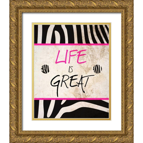Zebra Sayings III Gold Ornate Wood Framed Art Print with Double Matting by SD Graphics Studio