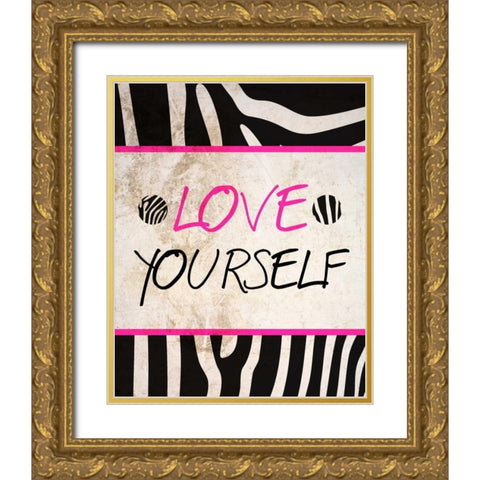 Zebra Sayings IV Gold Ornate Wood Framed Art Print with Double Matting by SD Graphics Studio