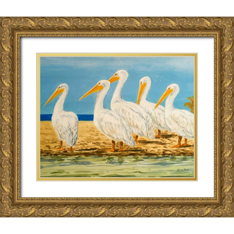 Coastal Flock I Gold Ornate Wood Framed Art Print with Double Matting by Baliko, Linda