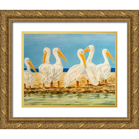 Coastal Flock II Gold Ornate Wood Framed Art Print with Double Matting by Baliko, Linda