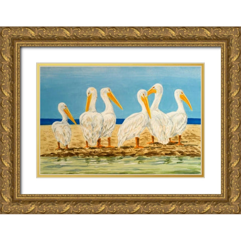 Coastal Flock II Gold Ornate Wood Framed Art Print with Double Matting by Baliko, Linda
