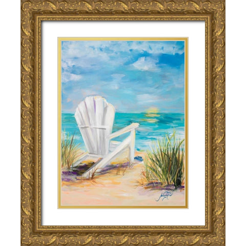 Relax in the Beach Breeze Gold Ornate Wood Framed Art Print with Double Matting by DeRice, Julie
