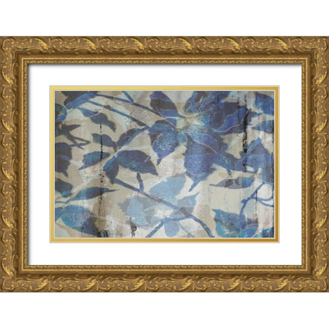 Indigo Shadows Gold Ornate Wood Framed Art Print with Double Matting by Pinto, Patricia