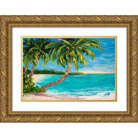 Palm Cove Gold Ornate Wood Framed Art Print with Double Matting by DeRice, Julie