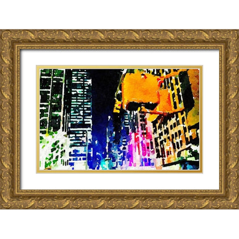 City Lights Gold Ornate Wood Framed Art Print with Double Matting by Acosta