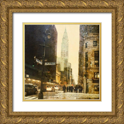 New York Streets Gold Ornate Wood Framed Art Print with Double Matting by Acosta