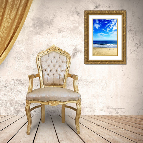 The Ocean Is Blue Gold Ornate Wood Framed Art Print with Double Matting by Acosta