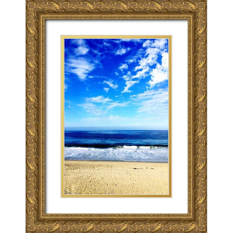 The Ocean Is Blue Gold Ornate Wood Framed Art Print with Double Matting by Acosta