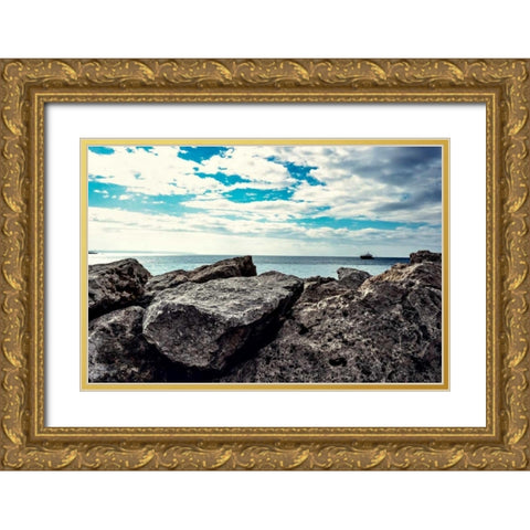 Spanish Coast I Gold Ornate Wood Framed Art Print with Double Matting by Acosta