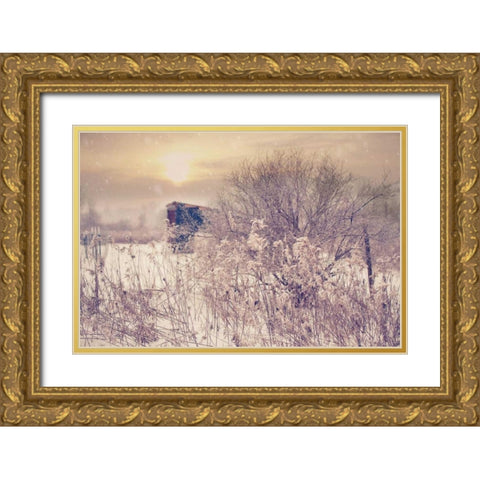 Winter Sunset Gold Ornate Wood Framed Art Print with Double Matting by Poynter, Kelly