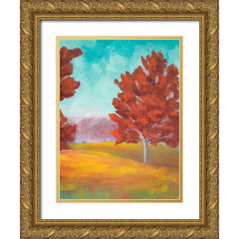 Yellow Pasture Gold Ornate Wood Framed Art Print with Double Matting by Johnson, Walt