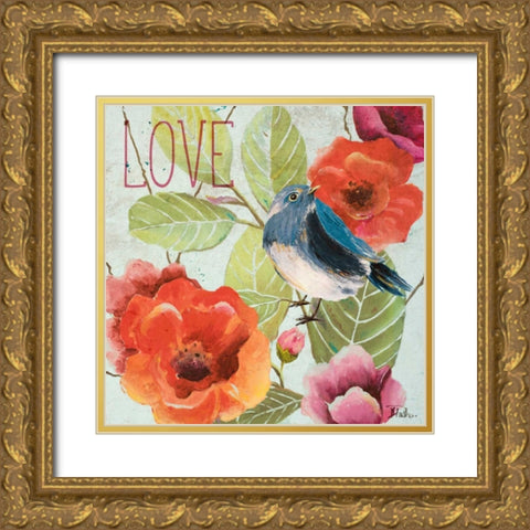Beautiful Bird II  (Love) Gold Ornate Wood Framed Art Print with Double Matting by Pinto, Patricia