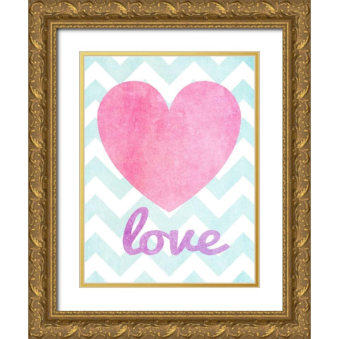 Stars and Hearts III Gold Ornate Wood Framed Art Print with Double Matting by SD Graphics Studio