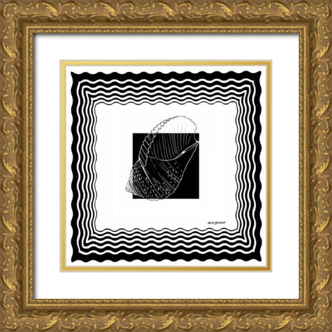 Bath Shells Square III Gold Ornate Wood Framed Art Print with Double Matting by Biscardi, Nicholas