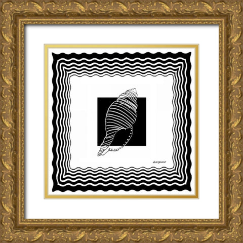 Bath Shells Square II Gold Ornate Wood Framed Art Print with Double Matting by Biscardi, Nicholas