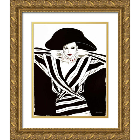 Fashion Women III Gold Ornate Wood Framed Art Print with Double Matting by Baliko, Linda
