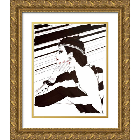 Fashion Women IV Gold Ornate Wood Framed Art Print with Double Matting by Baliko, Linda