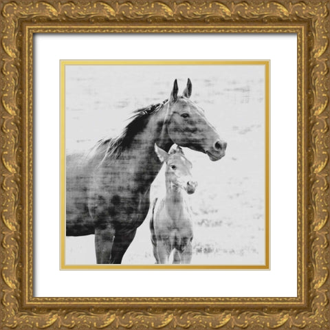 Mother and Child Border Gold Ornate Wood Framed Art Print with Double Matting by Walker, Carol