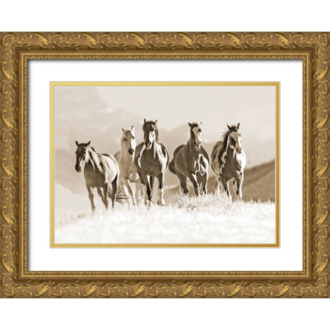 Mountain Run Gold Ornate Wood Framed Art Print with Double Matting by Walker, Carol
