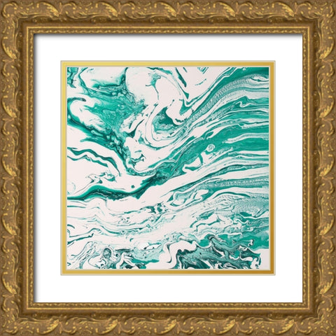 Emeralds Gold Ornate Wood Framed Art Print with Double Matting by Mercado, M.