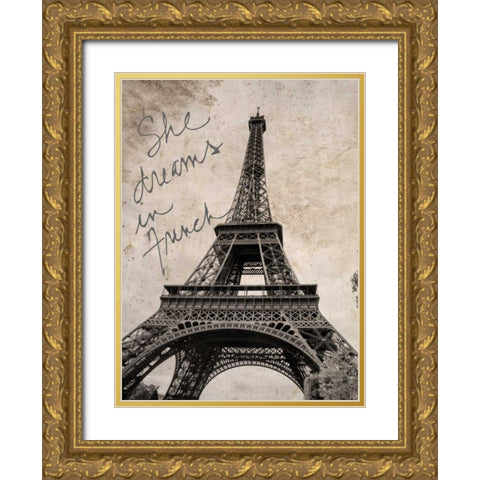French Dreams Border Gold Ornate Wood Framed Art Print with Double Matting by Navas, Emily