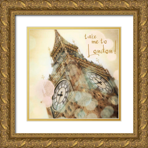 Take Me To London Border Gold Ornate Wood Framed Art Print with Double Matting by Navas, Emily