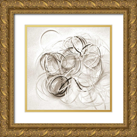 Ribbon Fun Gold Ornate Wood Framed Art Print with Double Matting by Peck, Gail