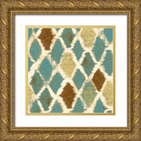 Teal Thatch I Gold Ornate Wood Framed Art Print with Double Matting by Pinto, Patricia