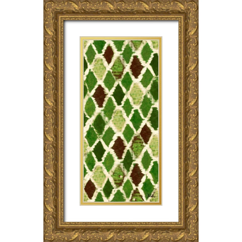 Green Colored Thatch Gold Ornate Wood Framed Art Print with Double Matting by Pinto, Patricia