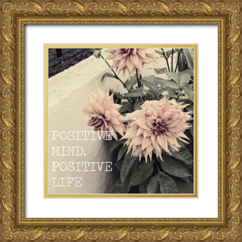 Positive Life Gold Ornate Wood Framed Art Print with Double Matting by Navas, Emily