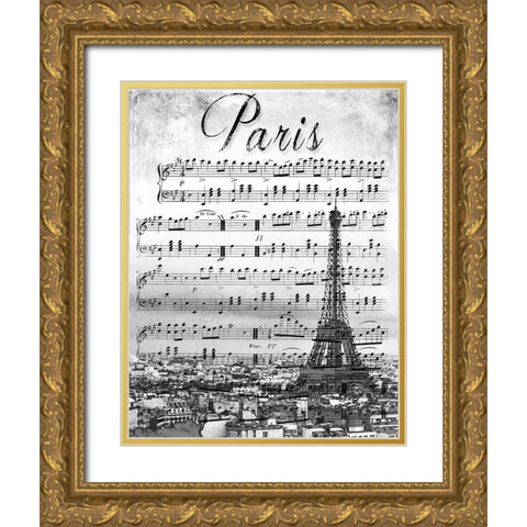 Musical Paris Gold Ornate Wood Framed Art Print with Double Matting by Navas, Emily