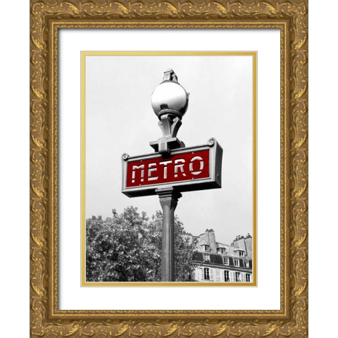 Metro in Paris Gold Ornate Wood Framed Art Print with Double Matting by Navas, Emily